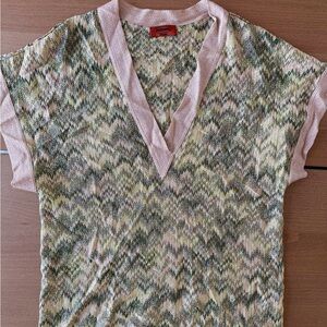 2009 Missoni Mare Signature Zigzag Patterned V-Neck Cover Up Top